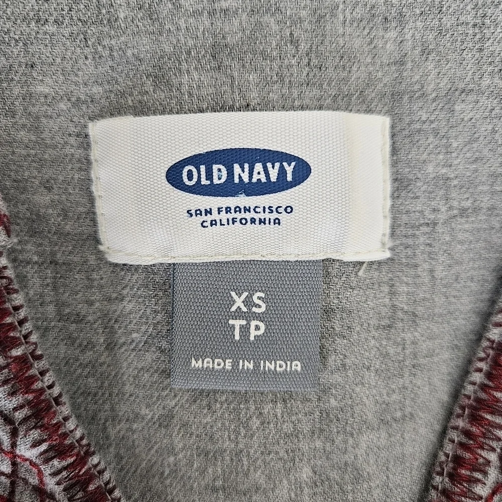 Old Navy Peasant Top Gray Embroidered 3/4 Sleeve V Neck Boho Shirt XS